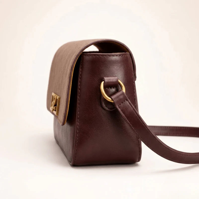 Celina Gold Crossbody Gold Chain Bag with Metal Logo & Flap Closure