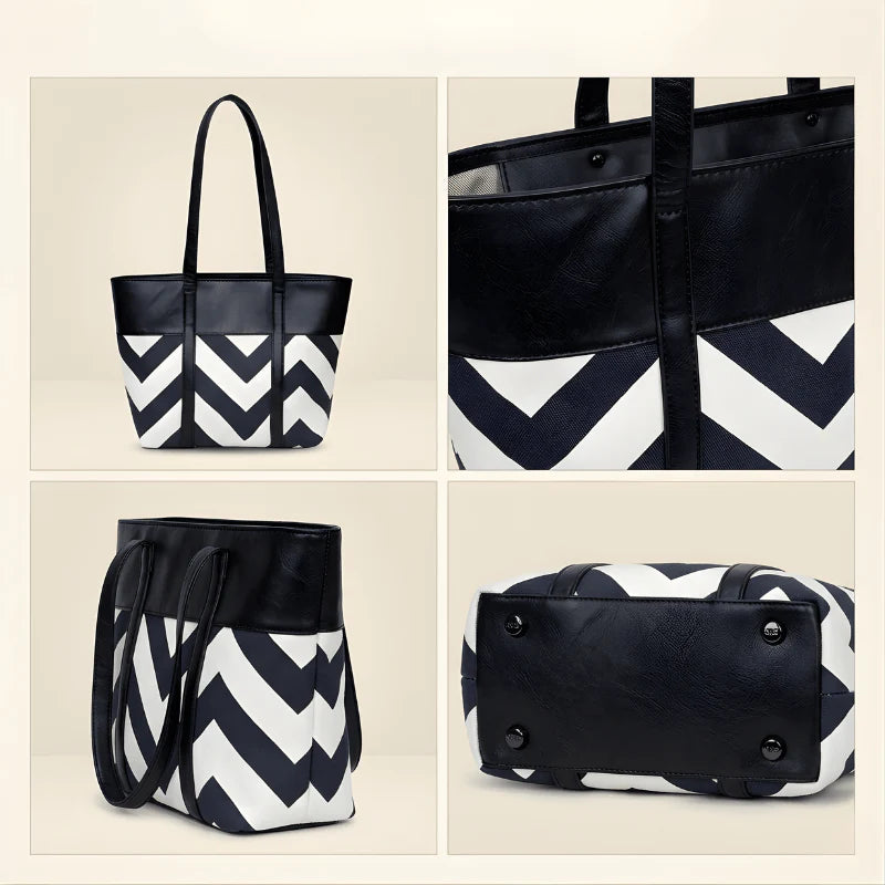 Chevron Pattern Tote Bag for Women | Premium Shoulder Handbag