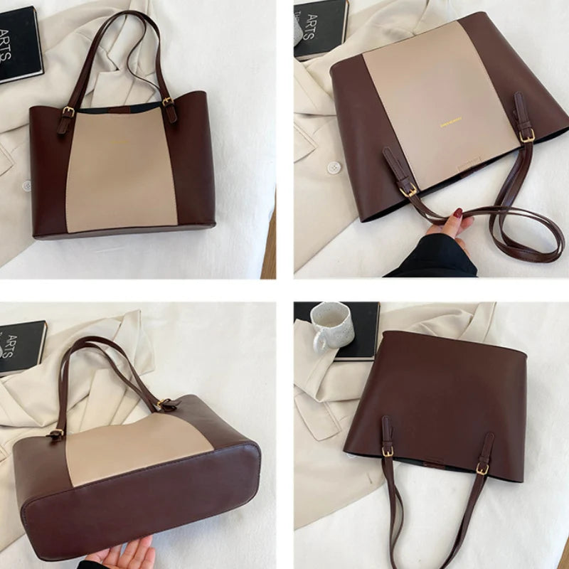 Elyra Duo Shoulder Bag | Elegant Two-Tone Women’s Tote & Handbag