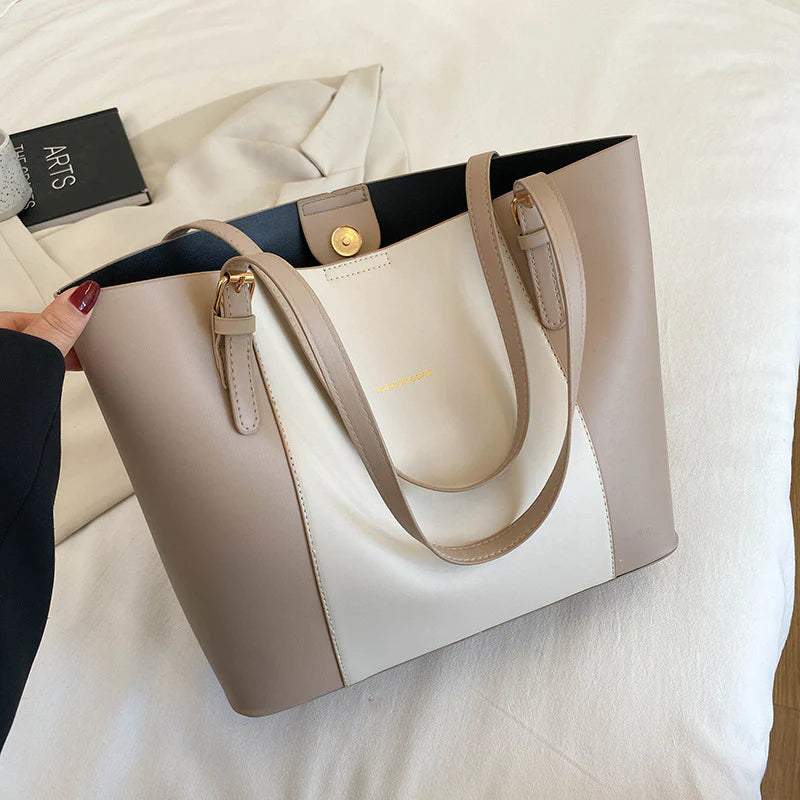 Elyra Duo Shoulder Bag | Elegant Two-Tone Women’s Tote & Handbag