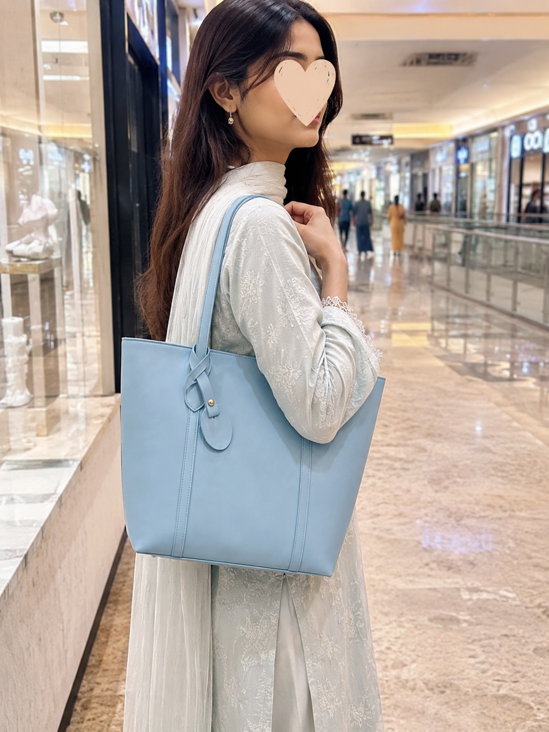 Sky Blue Elegant Tote Bag for Women – Premium Shoulder Handbag