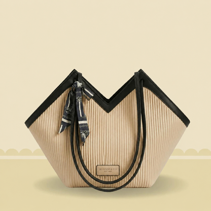 Luxury Ribbon-Accent Pleated Tote Bag | Premium Women’s Shoulder Handbag