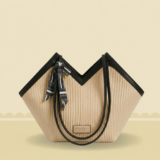 Luxury Ribbon-Accent Pleated Tote Bag | Premium Women’s Shoulder Handbag