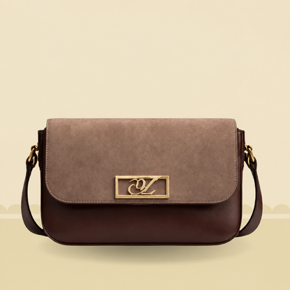 Celina Gold Crossbody Gold Chain Bag with Metal Logo & Flap Closure