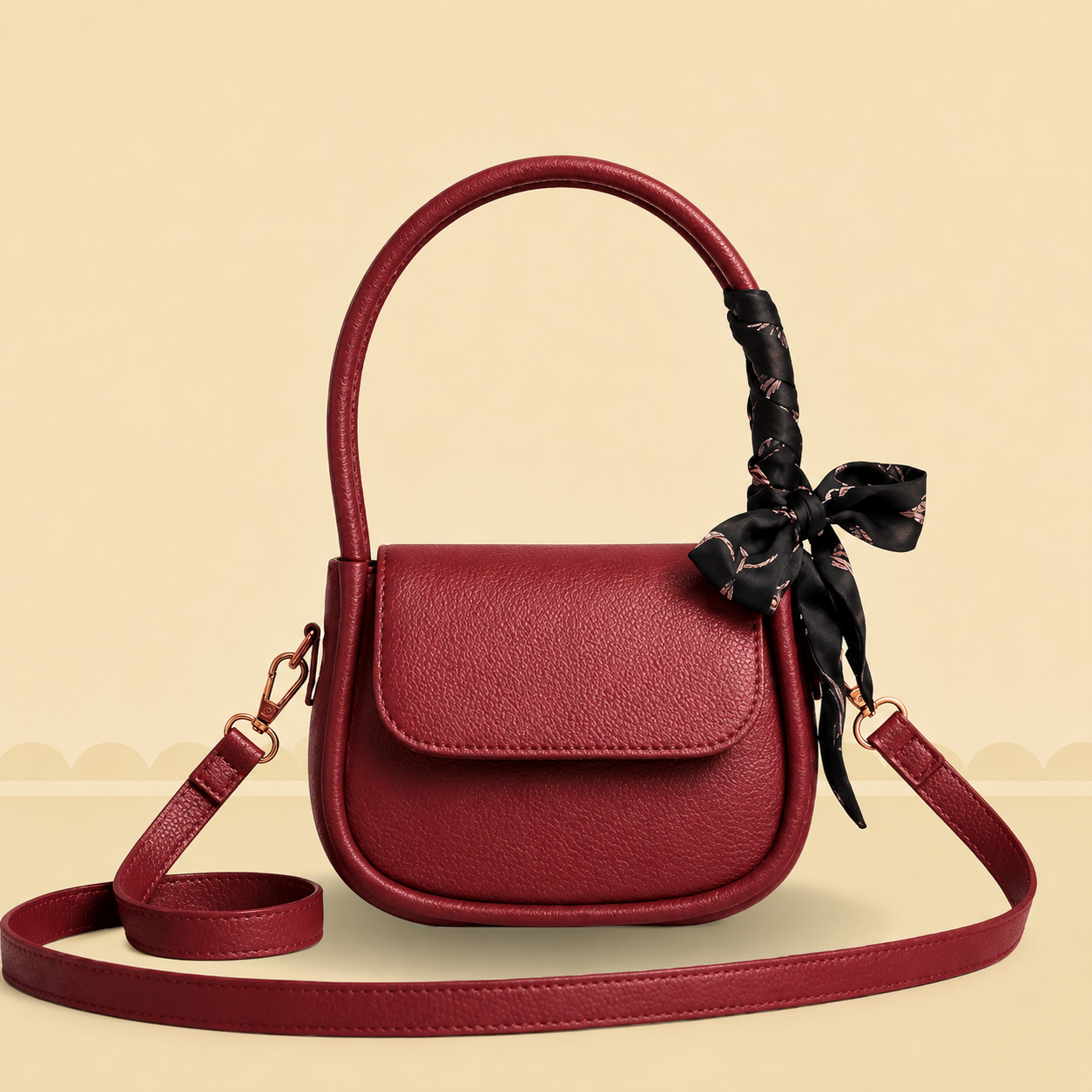 White Crossbody Bag with Scarf | Premium Women’s Fashion Handbag