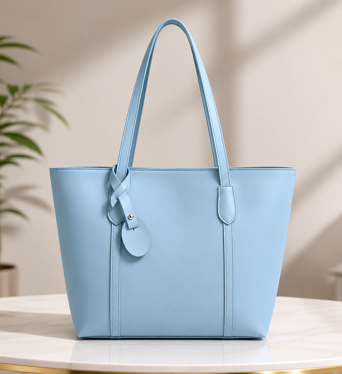Sky Blue Elegant Tote Bag for Women – Premium Shoulder Handbag