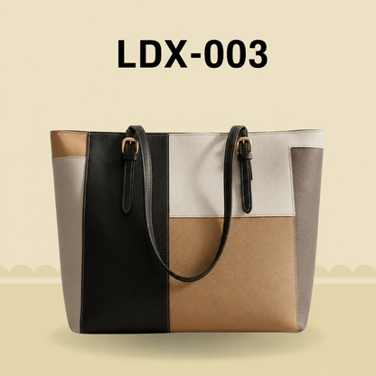 Chic Color-Block Tote Bag for Women | Laptop & Shoulder Handbag