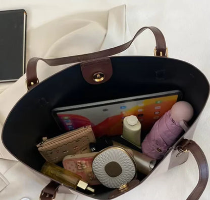 Elyra Duo Shoulder Bag | Elegant Two-Tone Women’s Tote & Handbag
