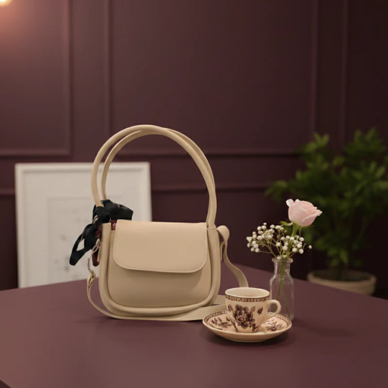 White Crossbody Bag with Scarf | Premium Women’s Fashion Handbag