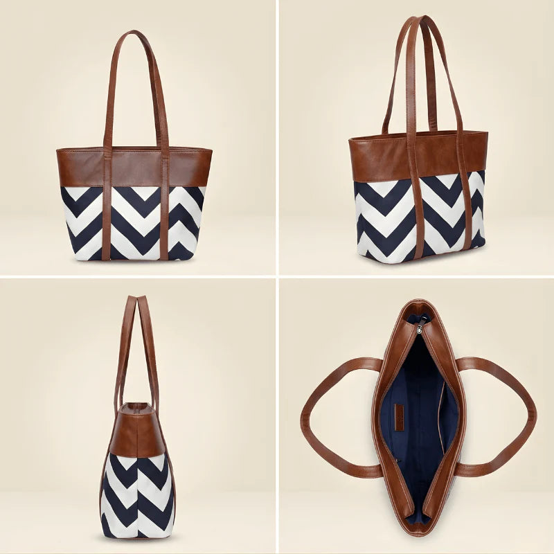 Chevron Pattern Tote Bag for Women | Premium Shoulder Handbag