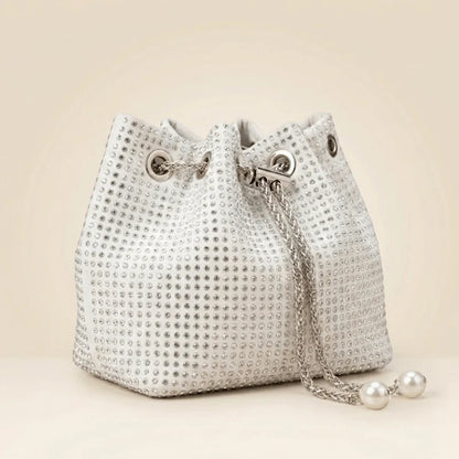 Studded Party Wear Bucket Bag with Pearl Charm