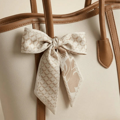 Camille Scarf Tote Bag | Premium Beige Women’s Handbag