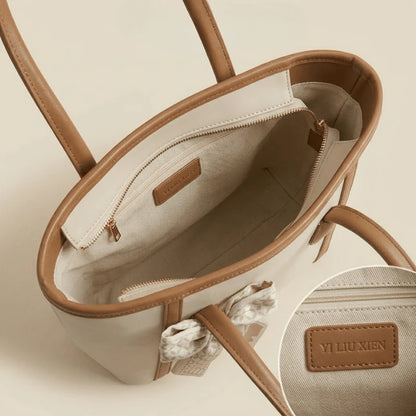Camille Scarf Tote Bag | Premium Beige Women’s Handbag