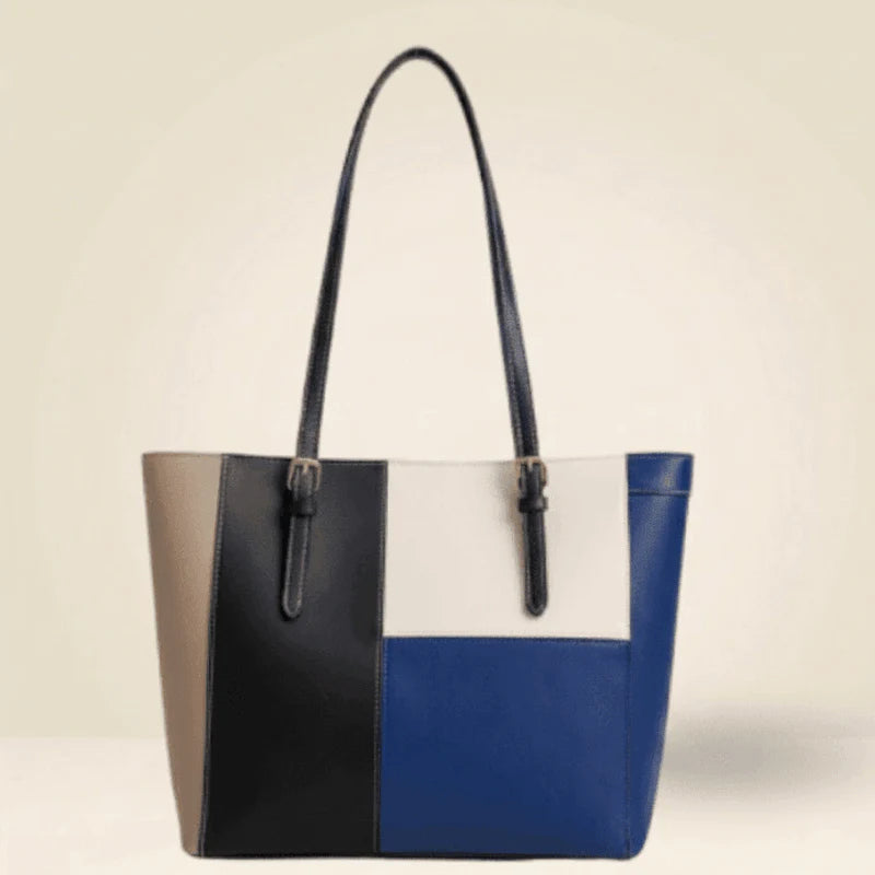 Chic Color-Block Tote Bag for Women | Laptop & Shoulder Handbag