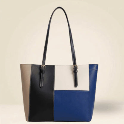 Chic Color-Block Tote Bag for Women | Laptop & Shoulder Handbag