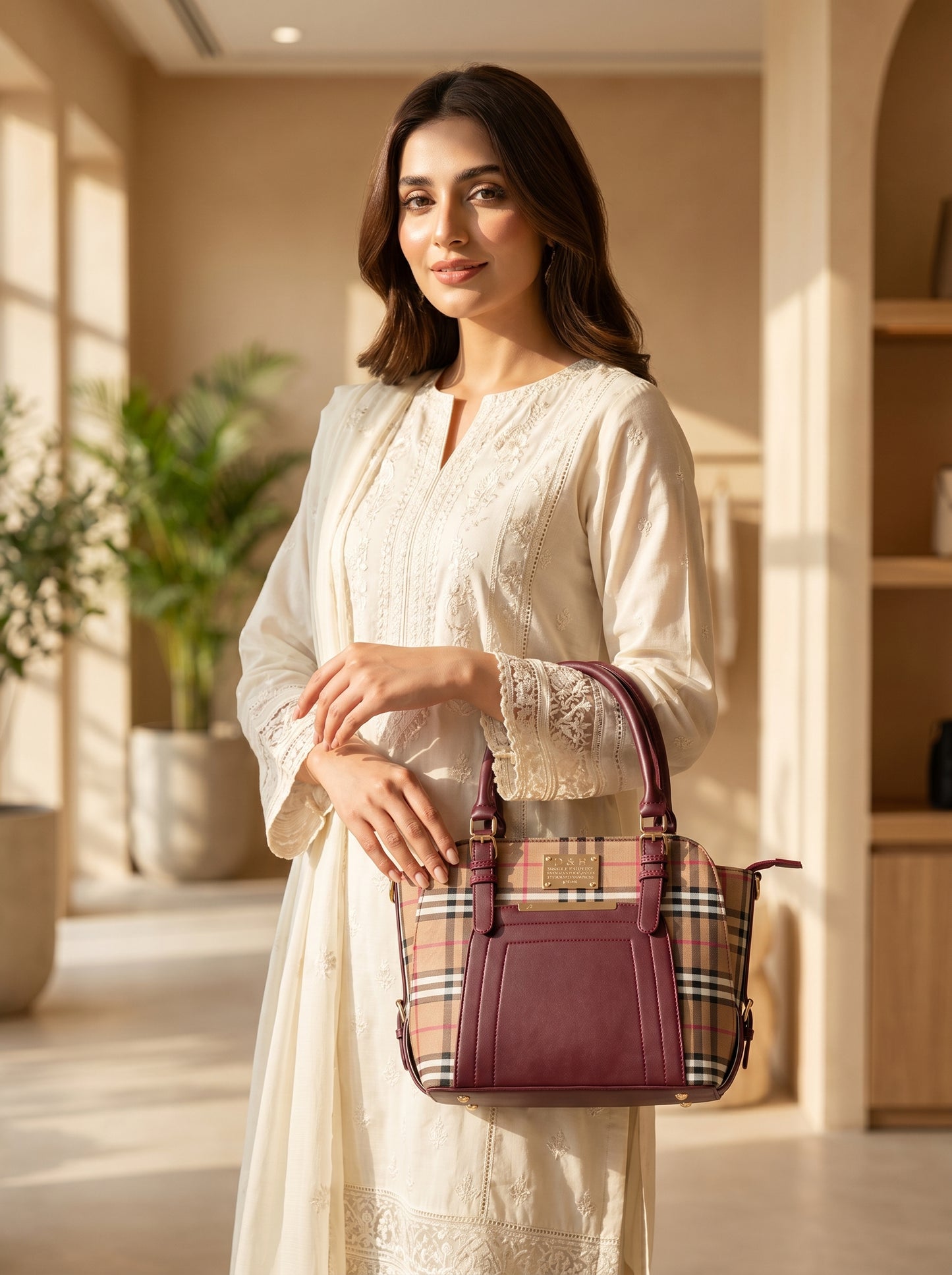 LUMA DEVAUX Velora Burgundy Handbag