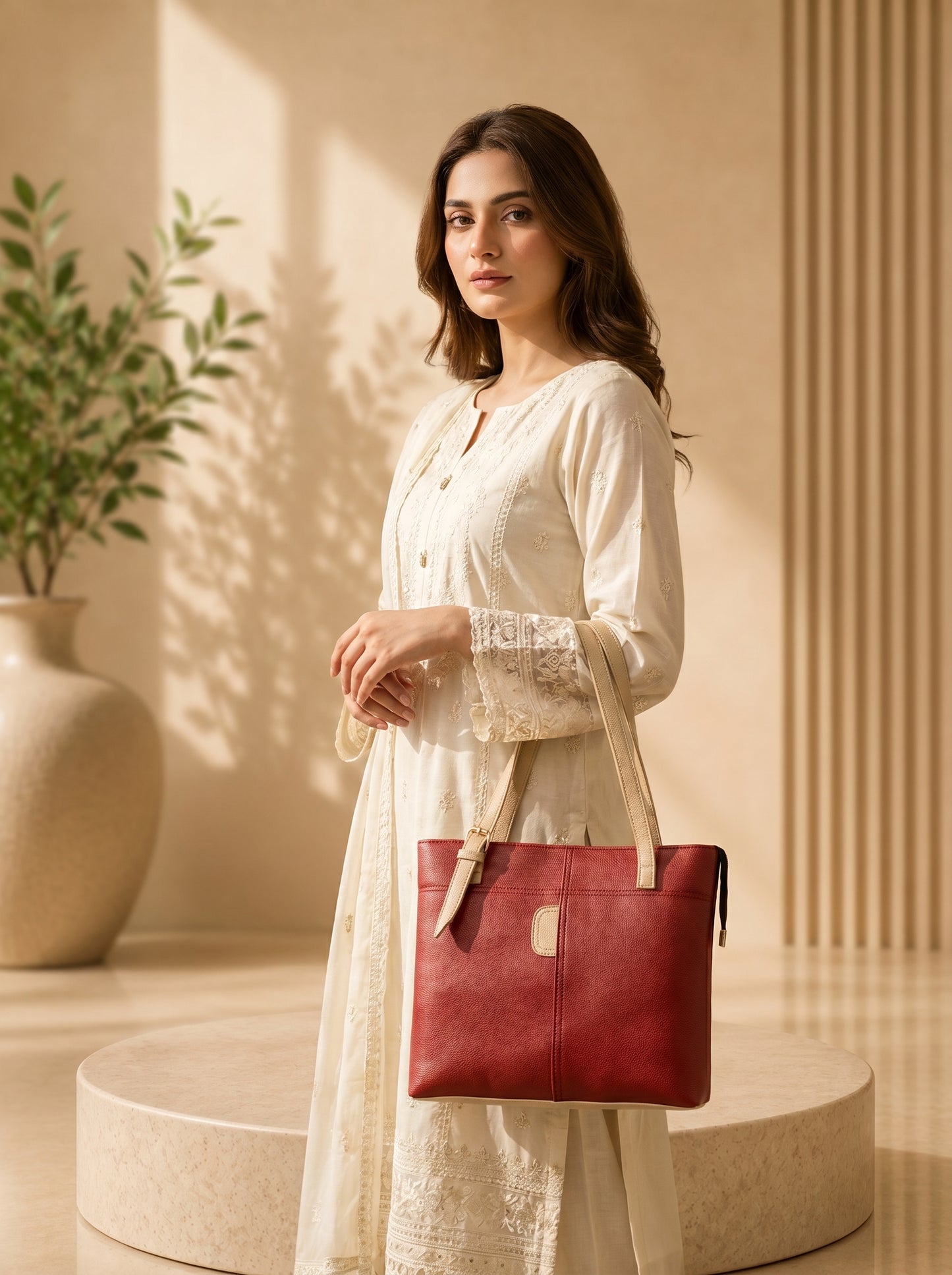 LUMA DEVAUX Aurelia Crimson Tote Bag