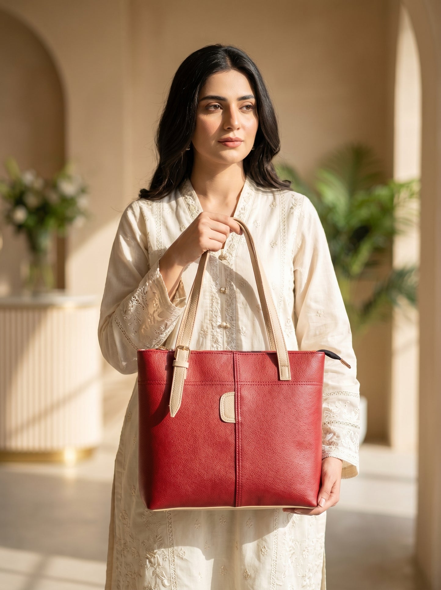 LUMA DEVAUX Aurelia Crimson Tote Bag