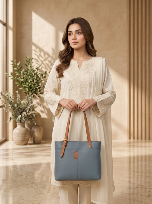 LUMA DEVAUX Celeste Sky Blue Tote Bag | Elegant Women's Shoulder Handbag