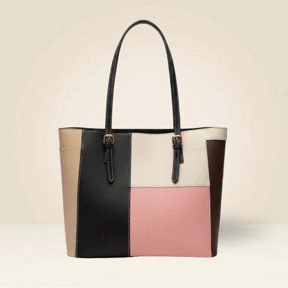 Chic Color-Block Tote Bag for Women | Laptop & Shoulder Handbag