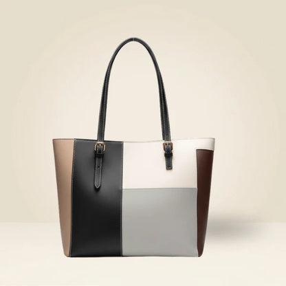 Chic Color-Block Tote Bag for Women | Laptop & Shoulder Handbag