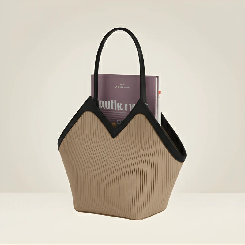 Luxury Ribbon-Accent Pleated Tote Bag | Premium Women’s Shoulder Handbag