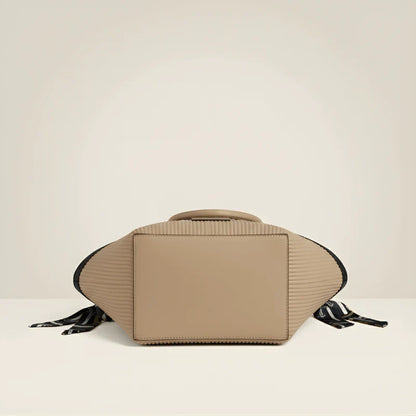 Luxury Ribbon-Accent Pleated Tote Bag | Premium Women’s Shoulder Handbag