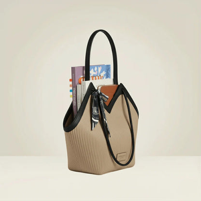 Luxury Ribbon-Accent Pleated Tote Bag | Premium Women’s Shoulder Handbag