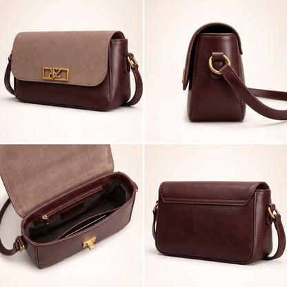 Celina Gold Crossbody Gold Chain Bag with Metal Logo & Flap Closure