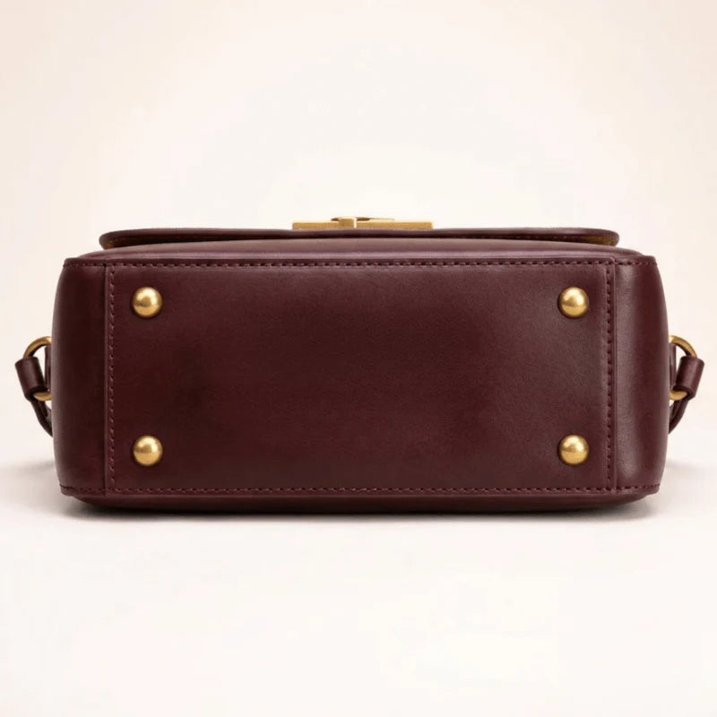 Celina Gold Crossbody Gold Chain Bag with Metal Logo & Flap Closure