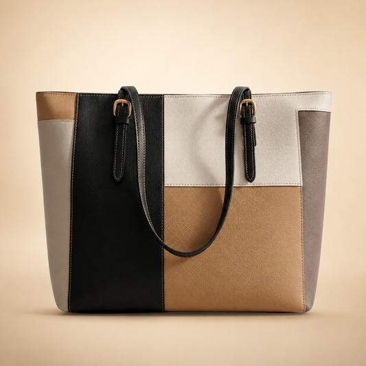 Chic Color-Block Tote Bag for Women