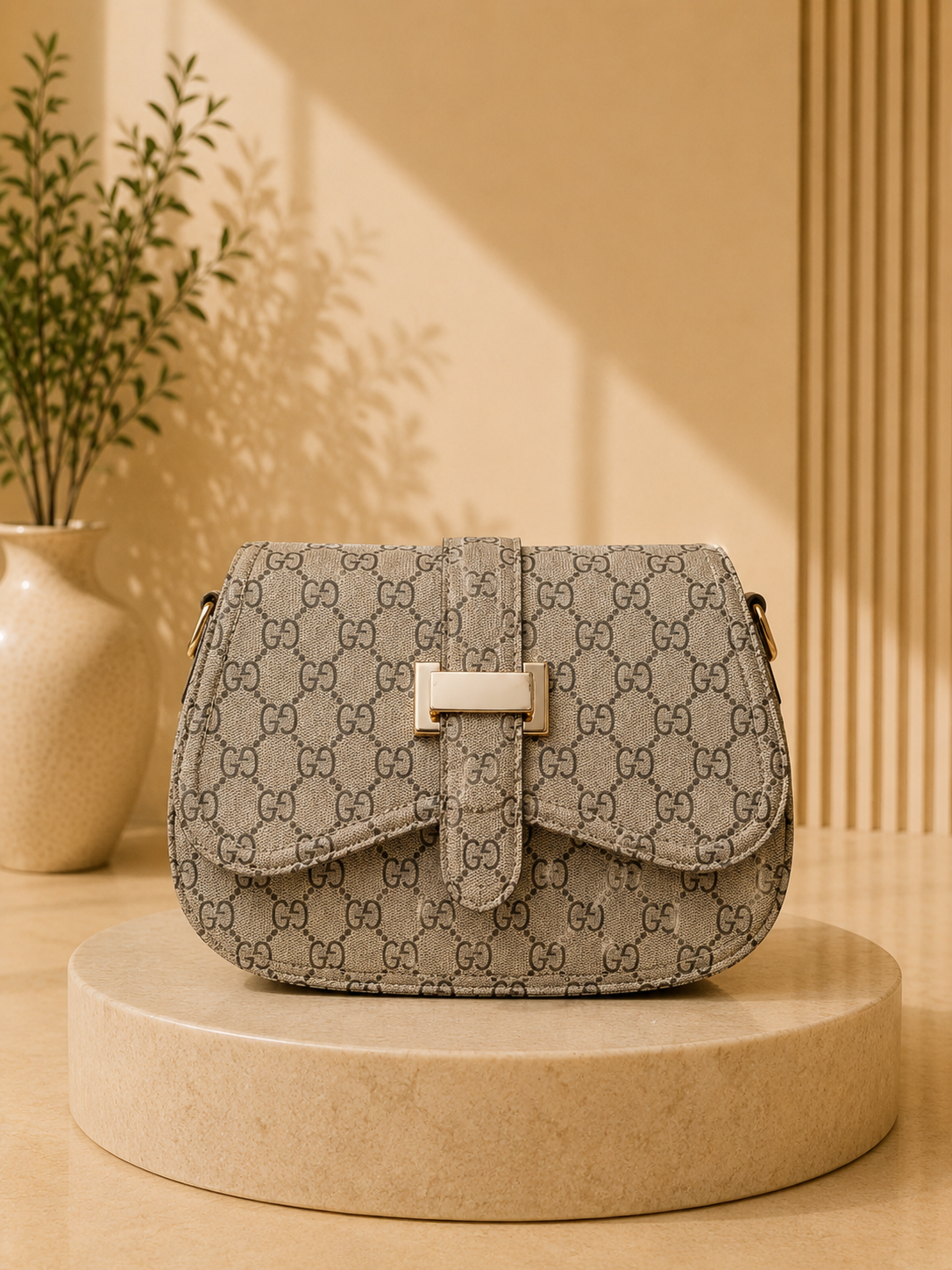 Luma Devaux Celeste Chain Crossbody Bag – Elegant Beige Luxury Shoulder Purse