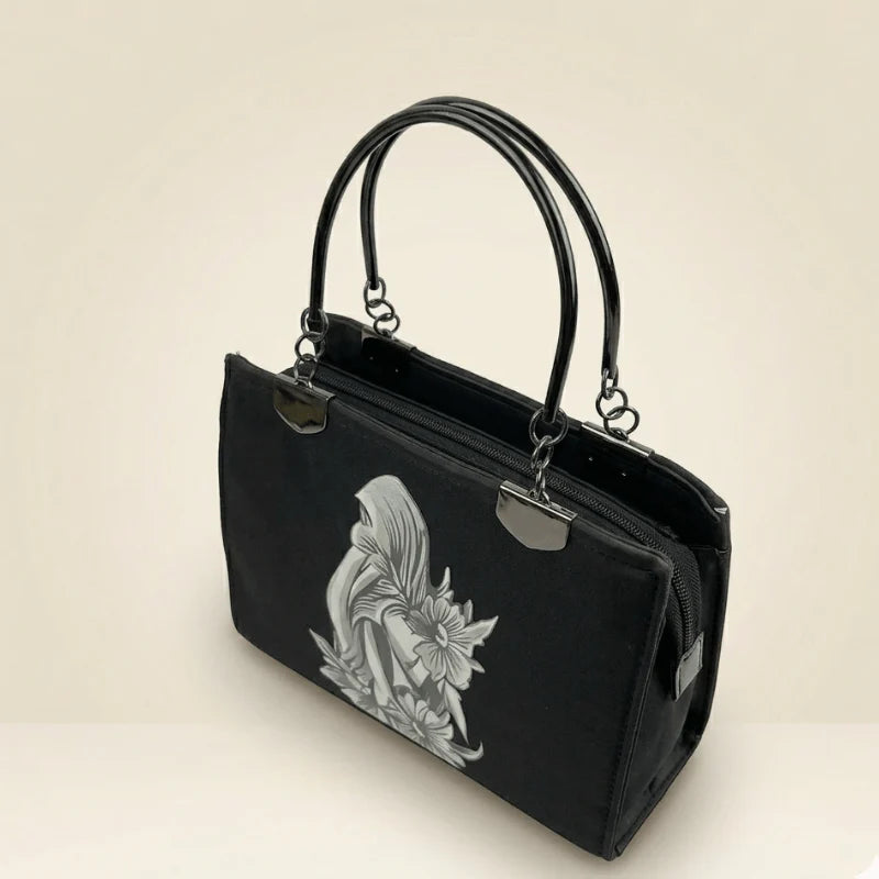 Nooré Bloom Canvas Tote Bag | Chic Floral Hijabi Printed Bag