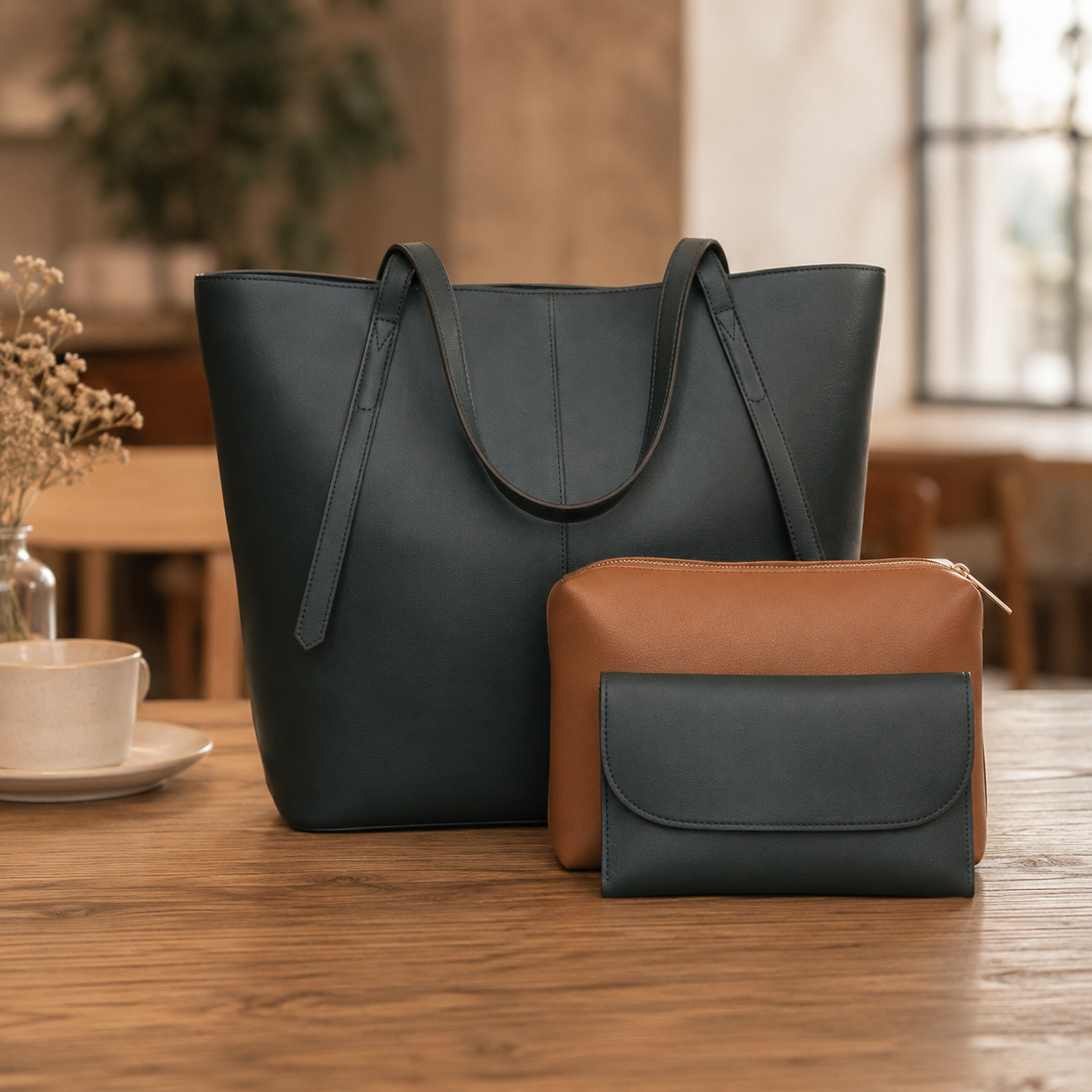 Vintage 3-Piece Tote Bag Set for Women